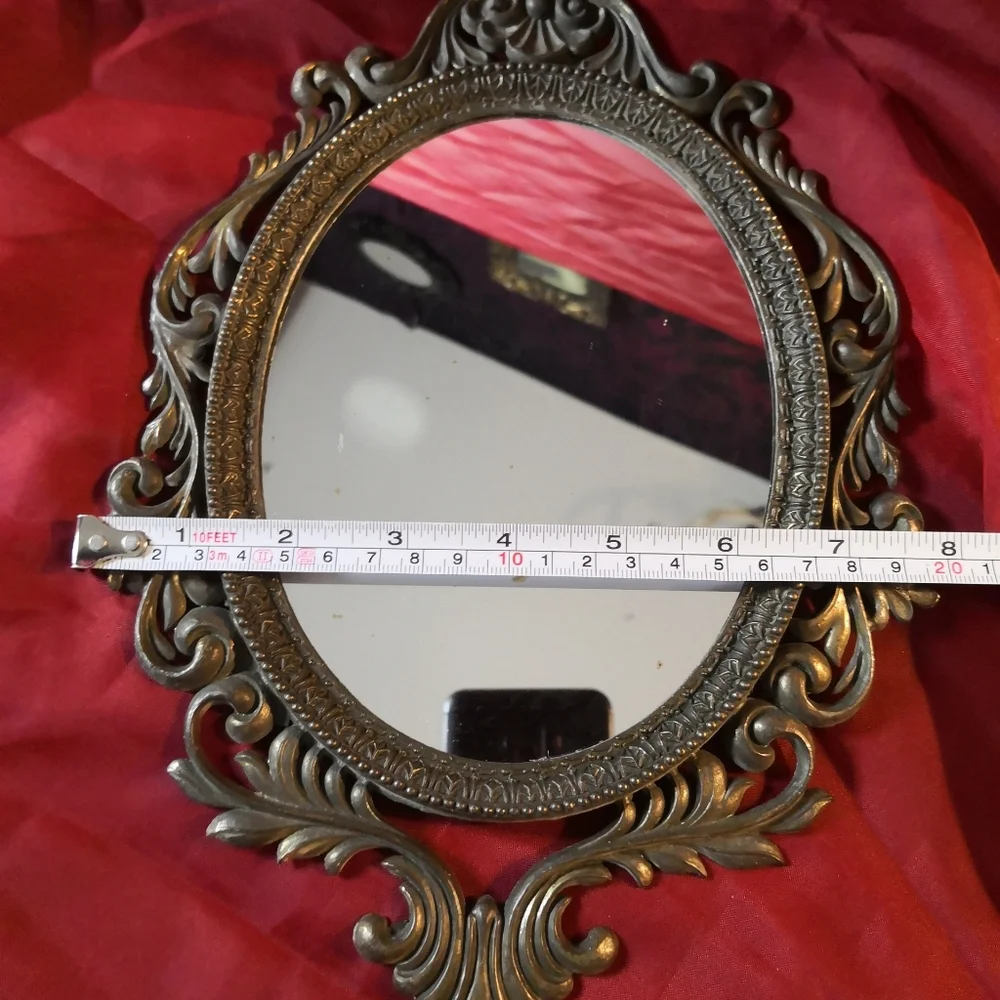 Vintage Oval Ornate Mirror Metal Frame Antique Wall Decoration